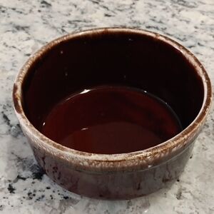 Vintage McCoy USA brown drip souffle/casserole bowl